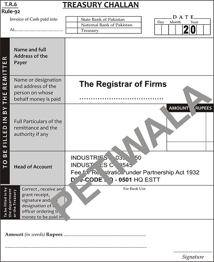 Picture of Treasury Challan for Partnership Firm