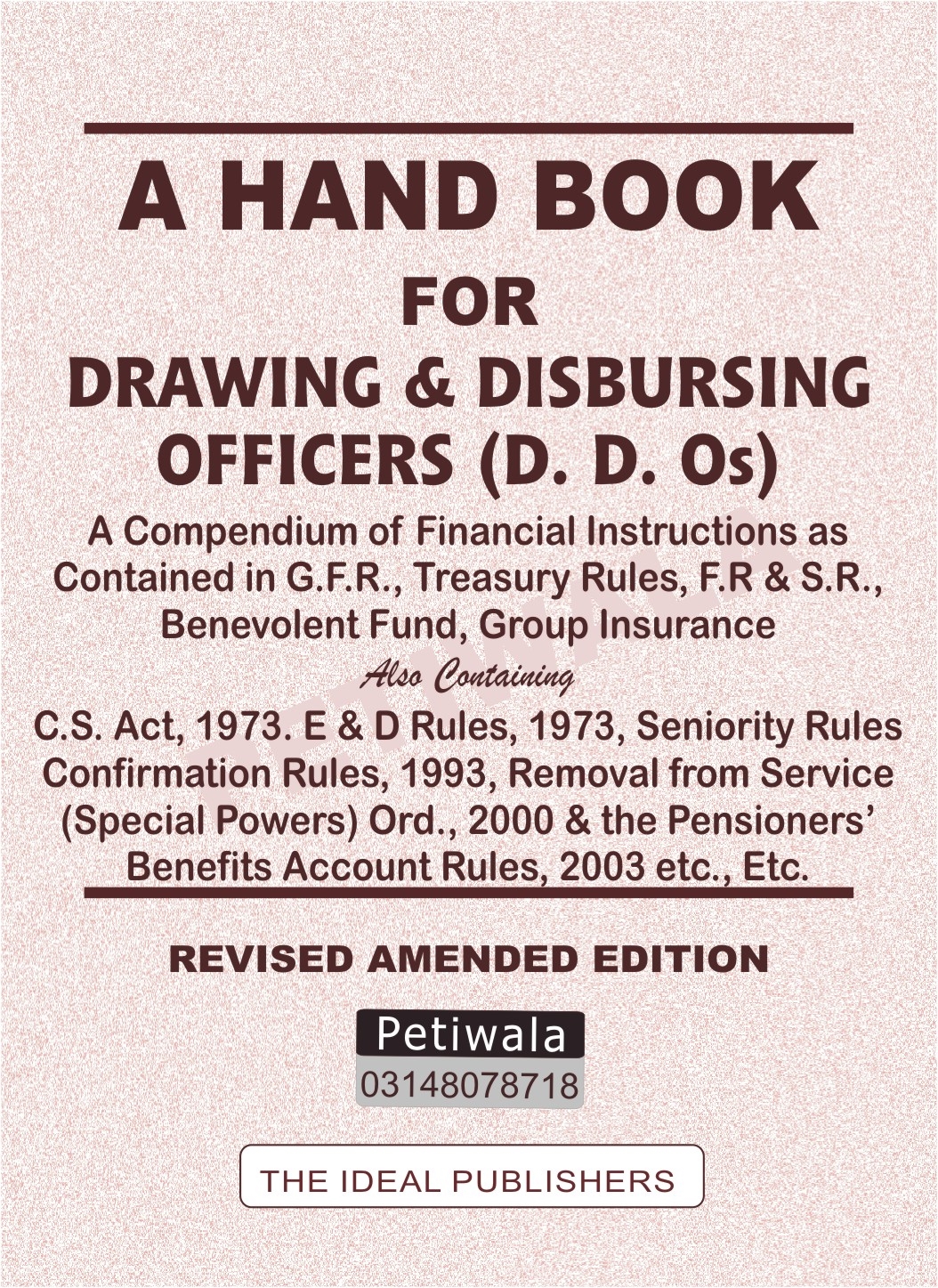 Hand Book for D.D.Os - A Hand Book for Drawing and Disbursing Officers